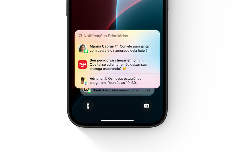 Na lista de notificações no iPhone, as mais importantes ficam em destaque e no início.