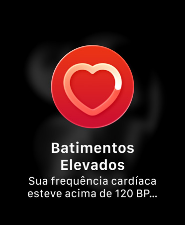Notificação de frequência cardíaca, círculo vermelho, ícone de coração centralizado