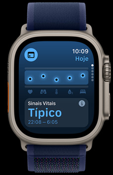 O app Sinais Vitais mostra as métricas de saúde de uma pessoa.