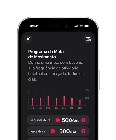 iPhone 16 Pro em titânio preto mostra o detalhamento do Programa da Meta de Movimento
