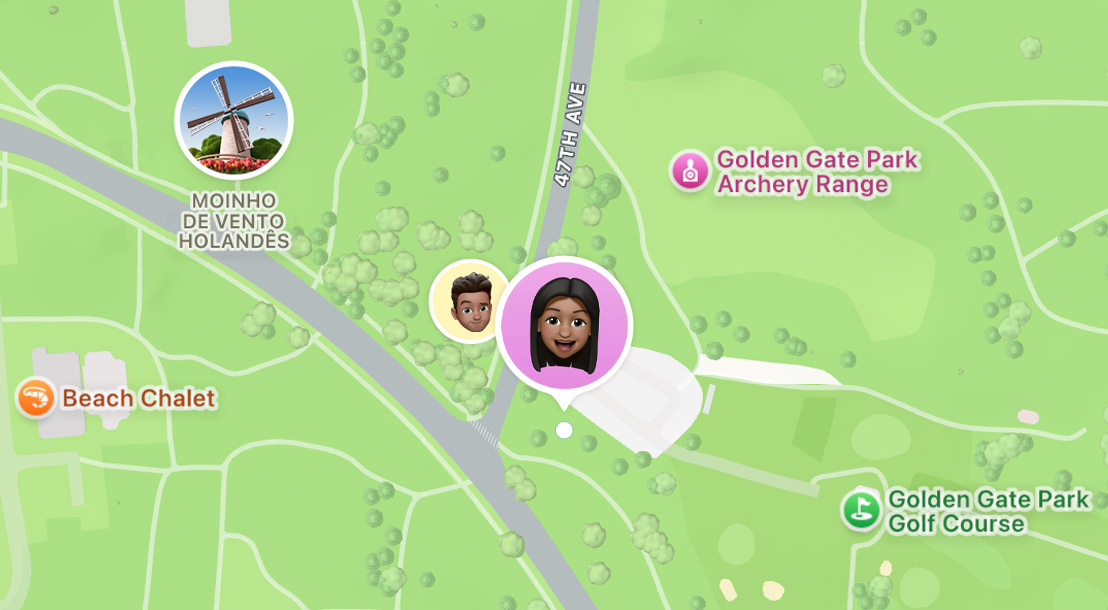 Localização de amigos no mapa do app Buscar