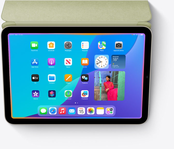 iPad mini, orientation paysage, montrant l’écran d’accueil