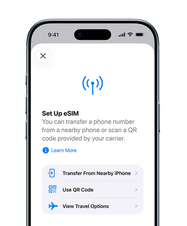 iPhone Air, front exterior, Set Up Cellular feature in use