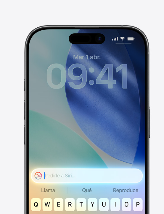 Pantalla de un iPhone que muestra la funcionalidad Pedirle a Siri en uso