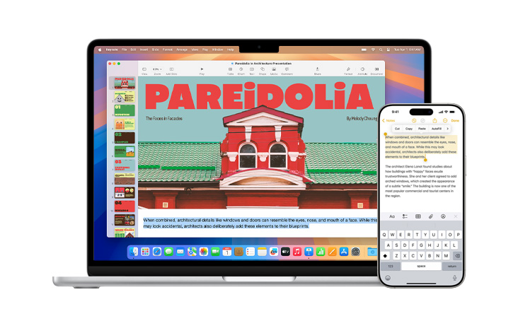 MacBook Pro M4, na kterém je vidět Zrcadlení iPhonu s aplikací DoorDash.