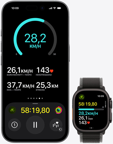 iPhone 17, Apple Watch Ultra 3, Trainings-App mit Fitnessdaten geöffnet