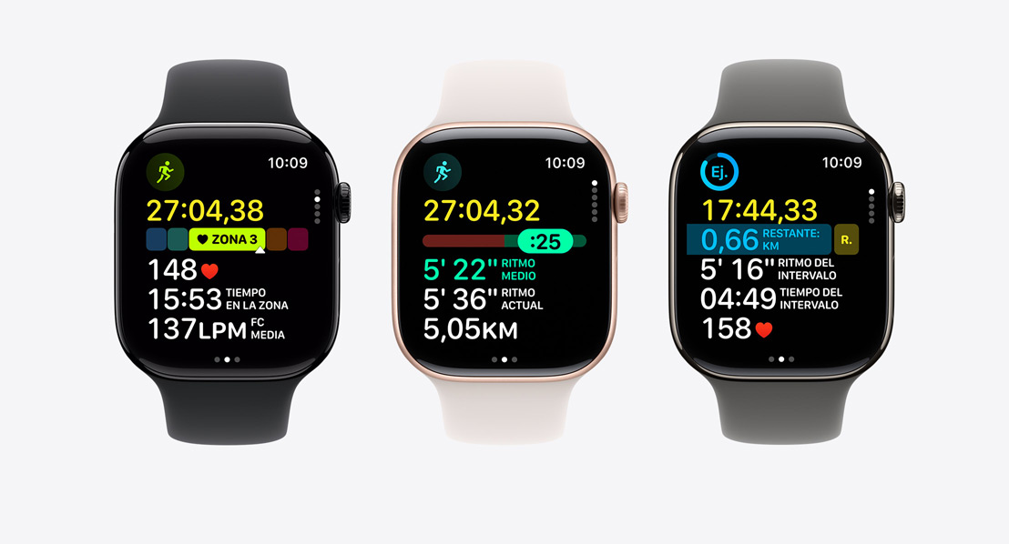Pantallas de Fitness del Apple Watch Series 11: Zonas de Frecuencia Cardiaca, Ritmo Objetivo y Entreno Personalizado con intervalos