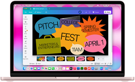 App Canva apresentada no MacBook Air