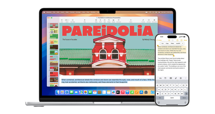 MacBook Pro M4 visar iPhone-dubblering och appen DoorDash på skärmen.