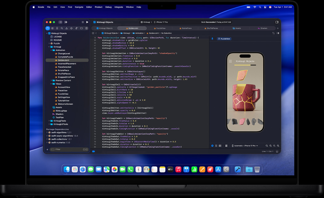 Pantalla de un MacBook Pro que muestra la programación de una app en Xcode