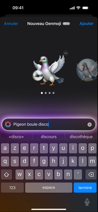 Screen showing a Genmoji