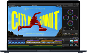 Μερική προβολή της οθόνης του MacBook Air που δείχνει επεξεργασία βίντεο για να επιδείξει τις δυνατότητες του M5 chip