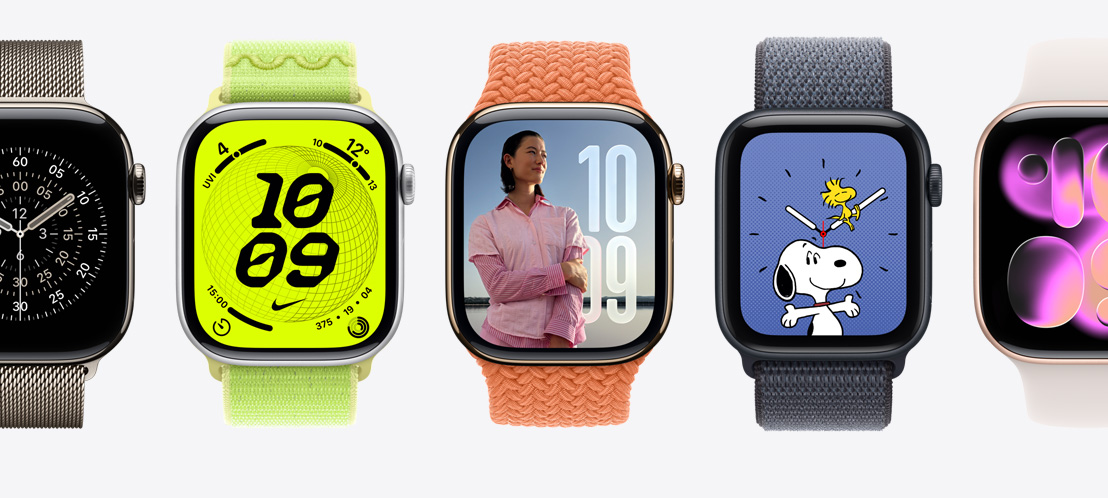 Apple Watch 錶面：定向運動、Nike、相片、史諾比、Responsive Art