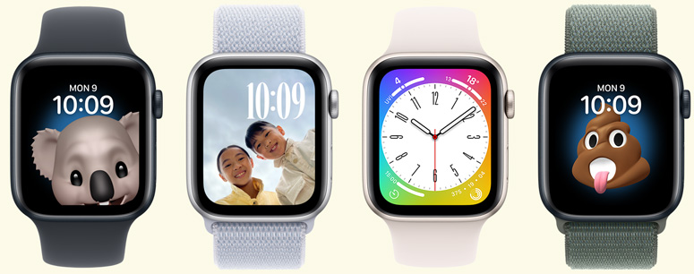 Apple Watches with fun and funny faces on them.