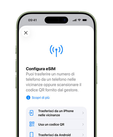 iPhone 17, front exterior, using the Set Up Cellular feature to easily transfer a phone number with eSIM