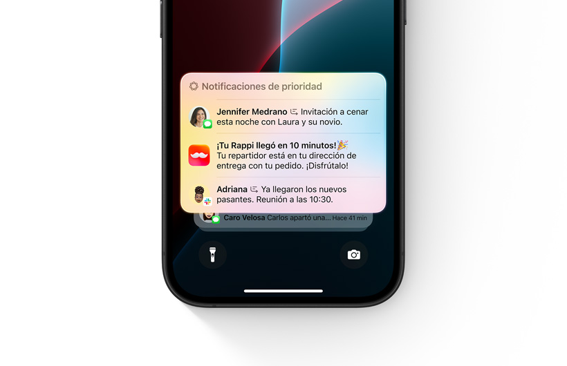 Lista de notificaciones en un iPhone, con las más importantes al principio