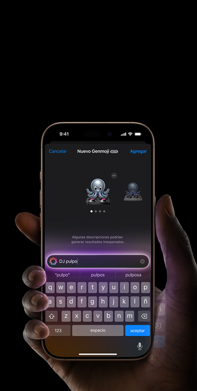 Pantalla de un iPhone 16 Pro que muestra el nuevo diseño de Siri y la funcionalidad Escríbele a Siri