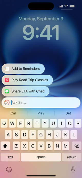 iPhone displaying redesigned Siri and Type to Siri capability.