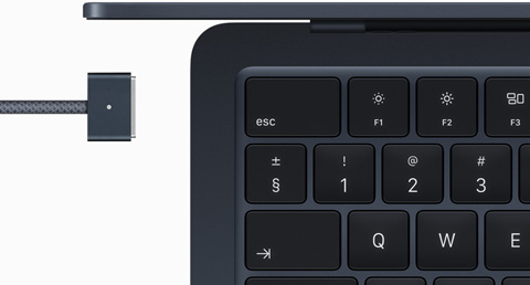 MacBook Air in Midnight color with color-matched MagSafe cable