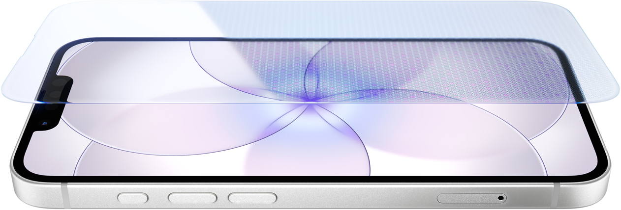 iPhone 17e, front exterior with Ceramic Shield 2, side exterior, white colour, buttons: Action, volume