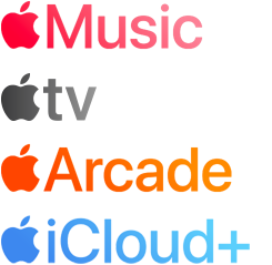 Lista usług Apple: Apple Music, Apple TV Plus, Apple Arcade i Apple iCloud Plus