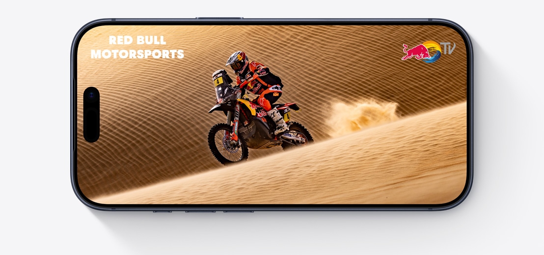iPhone exterior față, dispunere orizontală, clip Red Bull TV