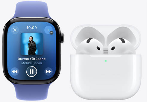 Apple Watch ve Airpods müzik çalıyor
