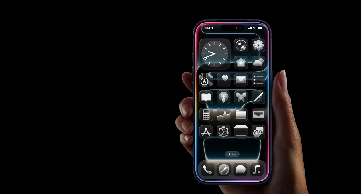 一隻手握著 iPhone 17 Pro，展示通話時 Apple Intelligence 的即時翻譯功能
