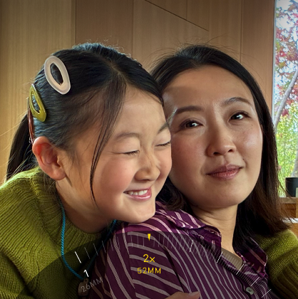 Використання зуму 2x, збільшення зображення двох людей, які обіймаються