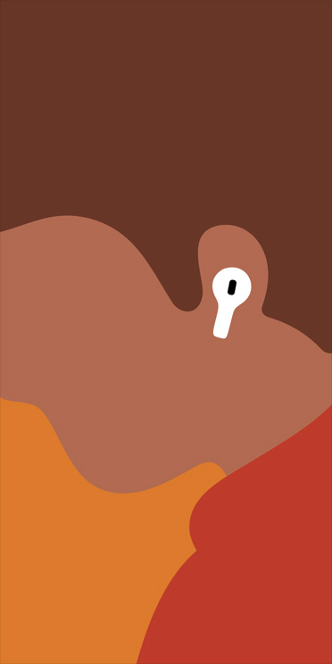 Ilustracja przedstawiająca z bliska profil mężczyzny ze słuchawką AirPods Pro 3 w lewym uchu