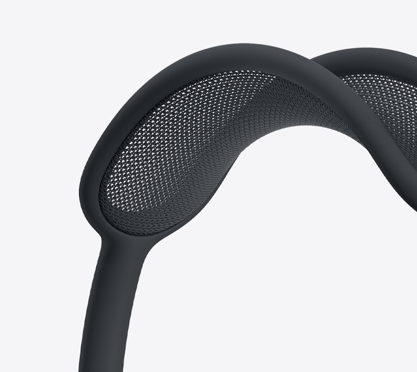 AirPods Max 2 headphones, midnight colour, detail of mesh canopy