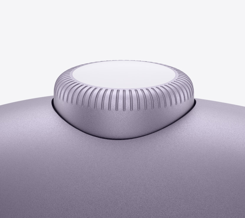 AirPods Max 2 headphones, purple colour, detail of Digital Crown
