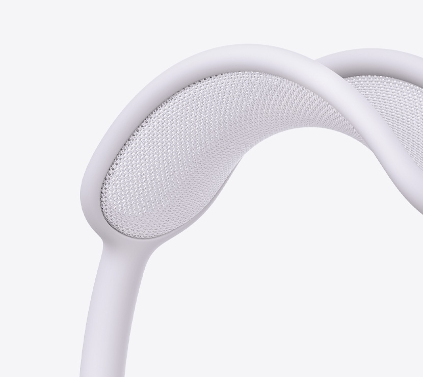 AirPods Max 2 headphones, purple colour, detail of mesh canopy
