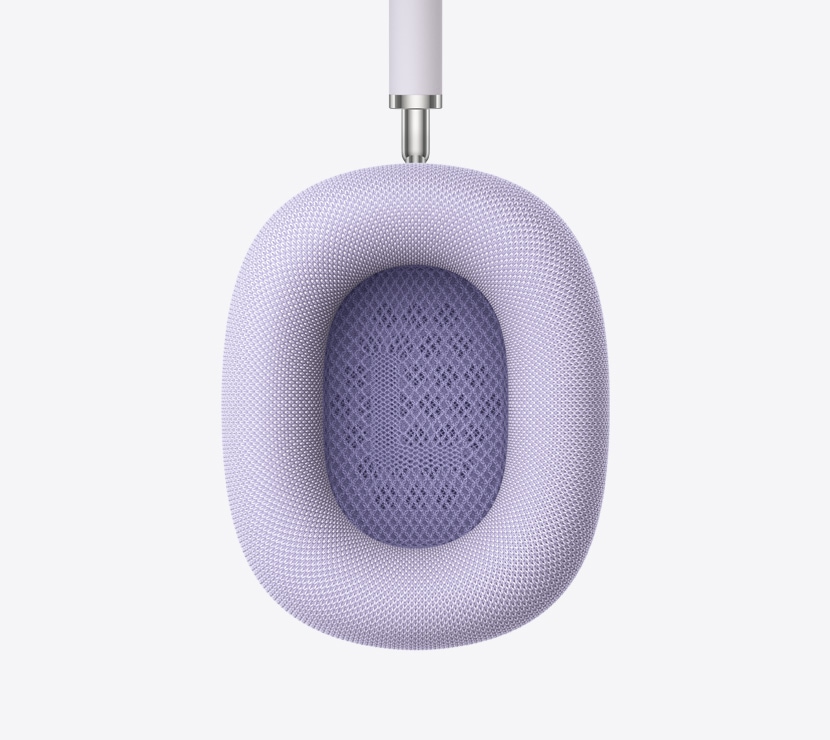AirPods Max 2 headphones, purple colour, detail of ear cushion interior