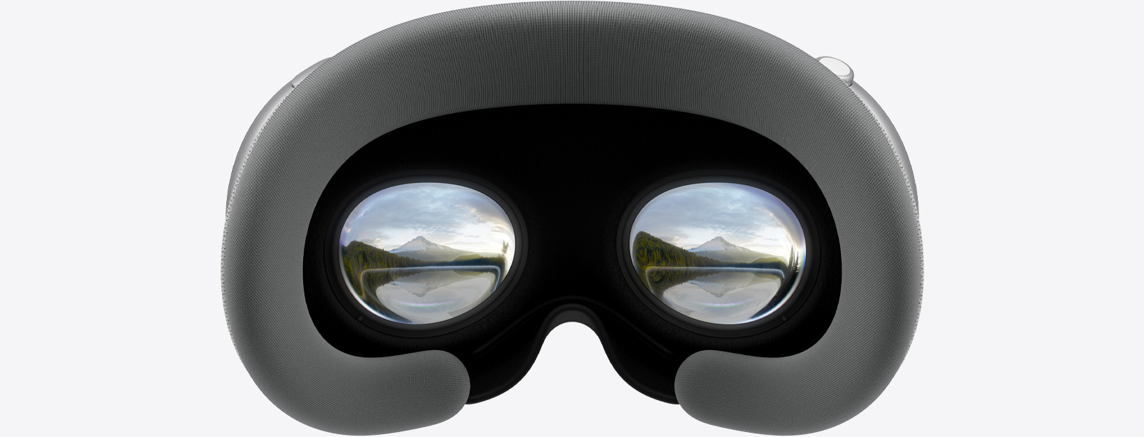 디스플레이를 보여주는 Apple Vision Pro의 뒷모습.