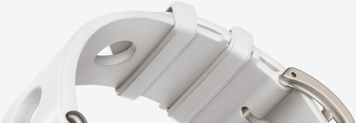 Apple Watch Hermès Blanc 白色 Scub'H Diving 錶帶，配搭原色鈦金屬配件及錶扣