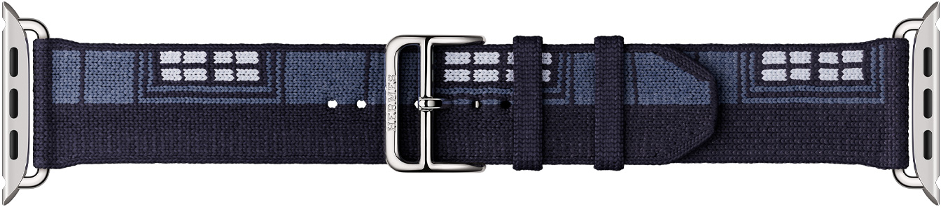 Apple Watch Hermès Faubourg Party strap, bleu nuit colour, silver hardware and buckle