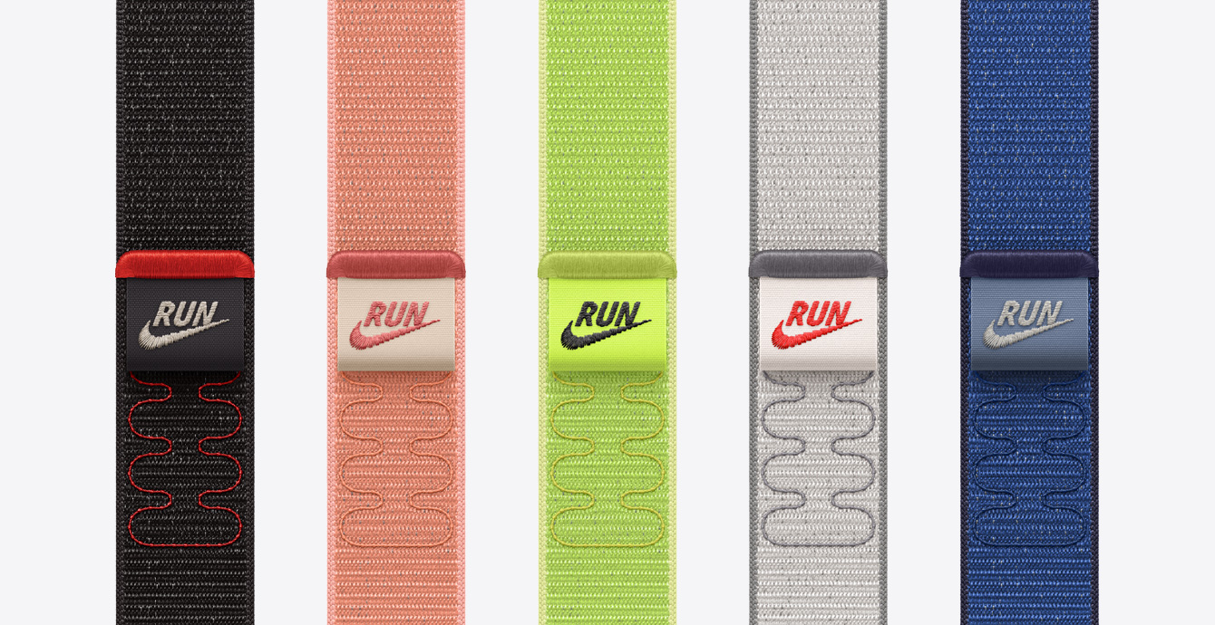 Nike Sport Loop available colors: midnight black, alpenglow pink, volt splash, veiled grey, blue ribbon