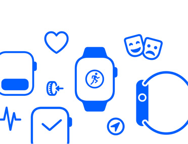 Apple Watch 圖像：智慧型堆疊、健康、數位錶冠轉盤、體能訓練、劇院模式