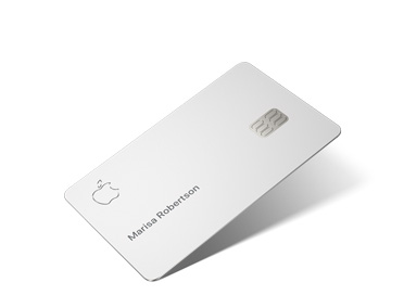 الجهة الأمامية من Apple Card، بطلاء خارجي من التيتانيوم