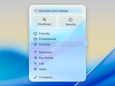 Écran de requête d’IA sous macOS Tahoe.