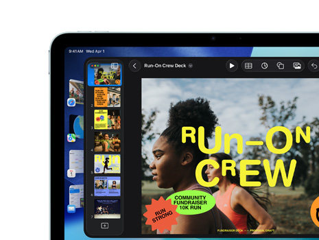 Présentation Keynote affichée sur iPad.