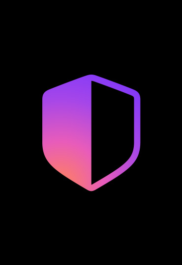 Icône de bouclier, la moitié gauche est d’une teinte rose qui s’éclaircit de haut en bas, la moitié droite est vide