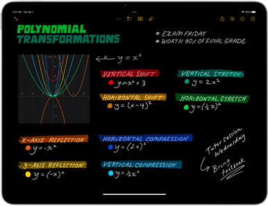 App Notas en un iPad Air