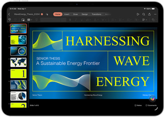 App Microsoft PowerPoint en un iPad Air