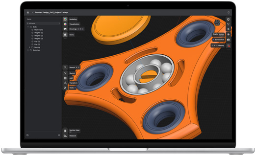 App Shapr3D en una MacBook Air