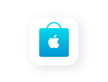 Apple Store App，展示藍色購物袋圖像