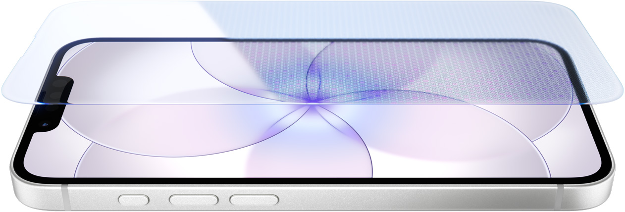 iPhone 17e, framsida med Ceramic Shield 2, sida, vit färg, snabbknapp och volymknappar