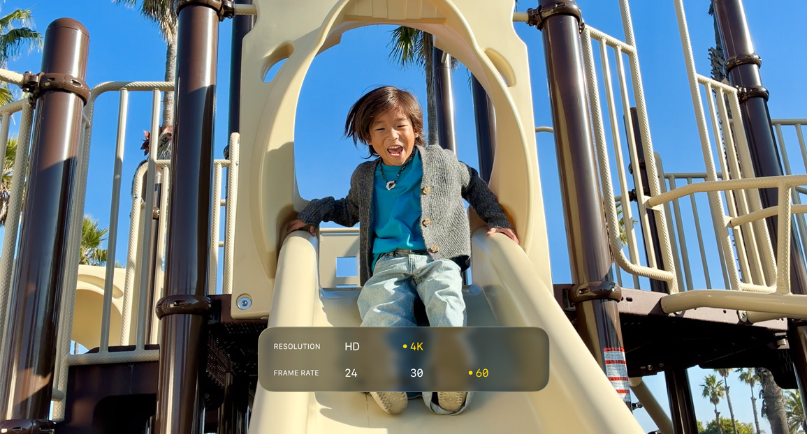 Still photo from a 4K video, showing video capture options including resolution and frame rate