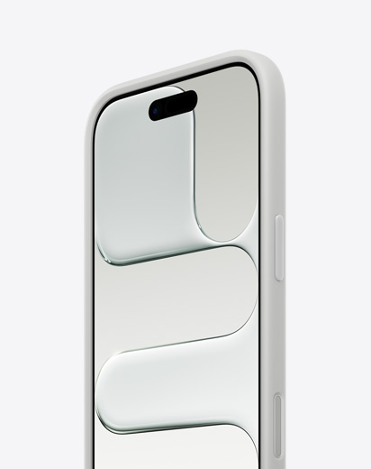 iPhone Air 機身正面側斜，展示纖薄外型並安裝淺灰色防護邊框